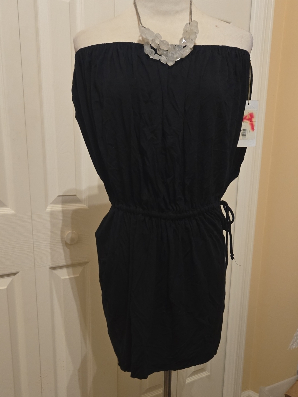 Nwt Rachel Pally Black Strapless Elastic-Waist Mini Dress Sz XS $198 Retail